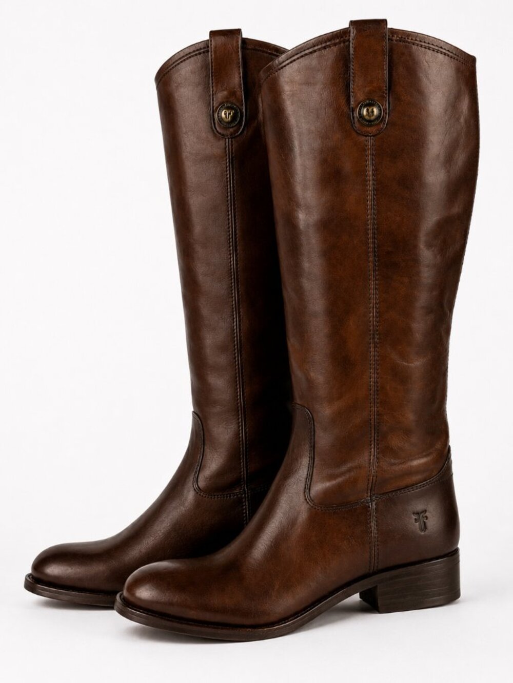 Frye Melissa Button Tall Brown Leather Riding Boots 7.5 Knee High